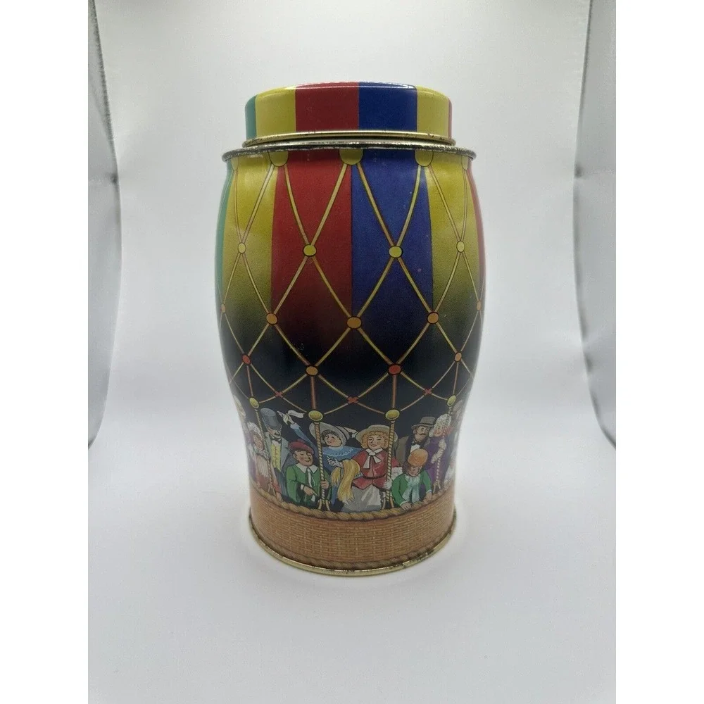 Vintage Wilson's Tin Toffee Hot Air Balloon Multicolor Metal w Lid 1996 Circus